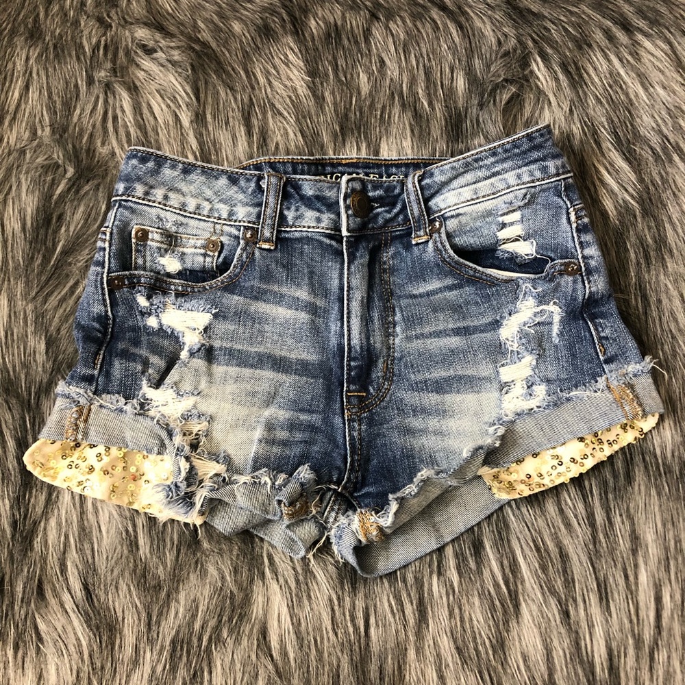 Jean shorts.